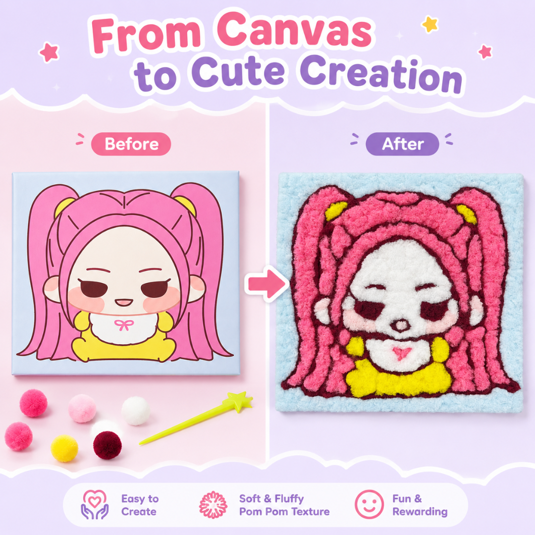 DIY Sticky Cotton K-POP Mira Pom Pom Art Kit | Wanna Party - Image 9