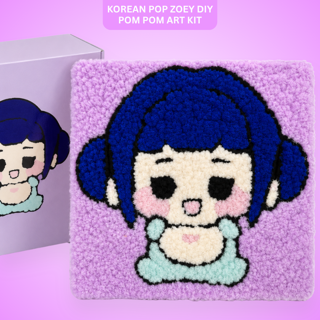 DIY Sticky Cotton K-POP Zoey Pom Pom Art Kit | Wanna Party - Image 1