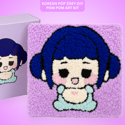 DIY Sticky Cotton K-POP Zoey Pom Pom Art Kit | Wanna Party - Image 1