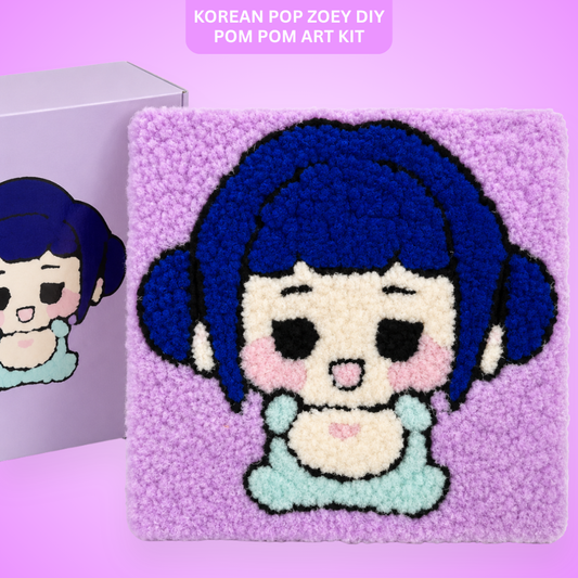 DIY Sticky Cotton K-POP Zoey Pom Pom Art Kit | Wanna Party - Image 1
