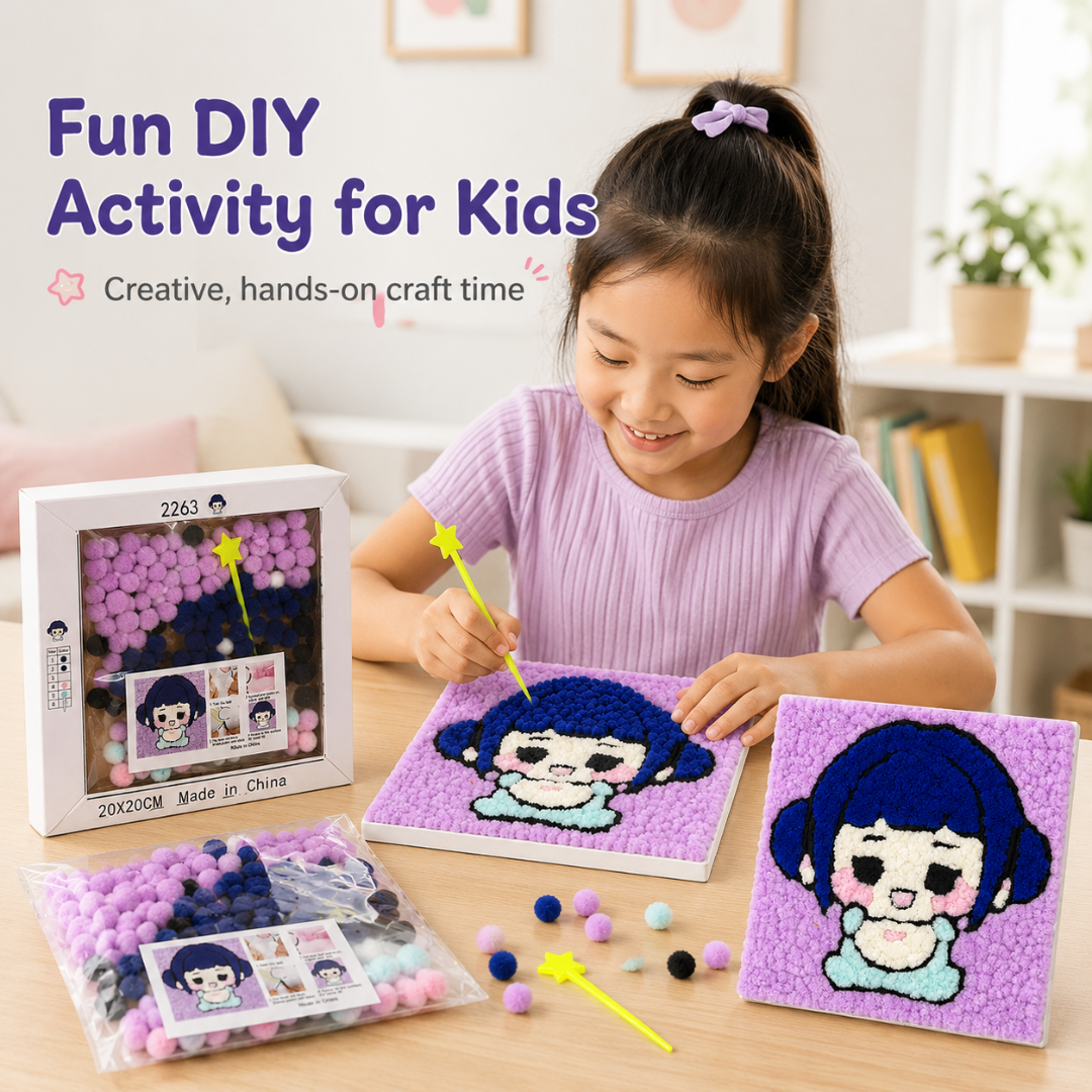 DIY Sticky Cotton K-POP Zoey Pom Pom Art Kit | Wanna Party - Image 10