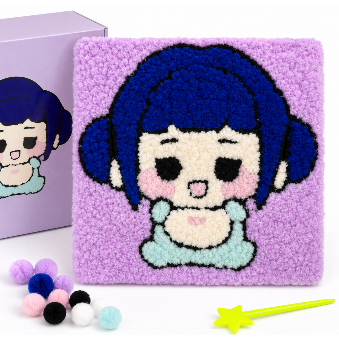 DIY Sticky Cotton K-POP Zoey Pom Pom Art Kit | Wanna Party - Image 2