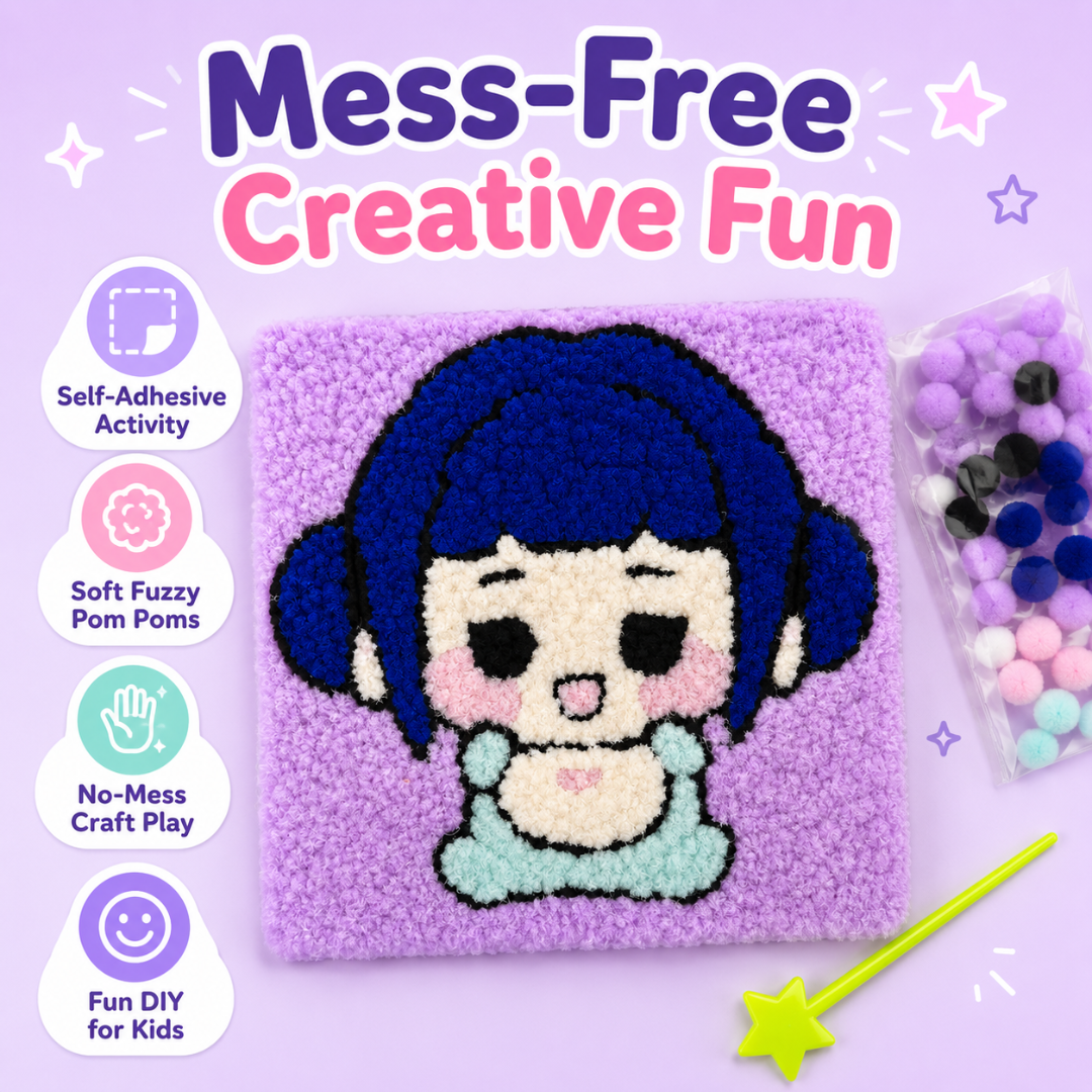 DIY Sticky Cotton K-POP Zoey Pom Pom Art Kit | Wanna Party - Image 3
