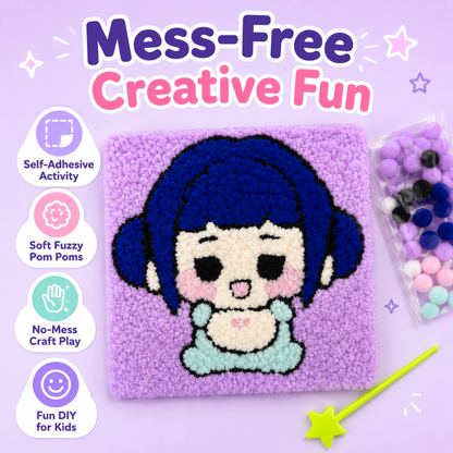 DIY Sticky Cotton K-POP Zoey Pom Pom Art Kit | Wanna Party - Image 3