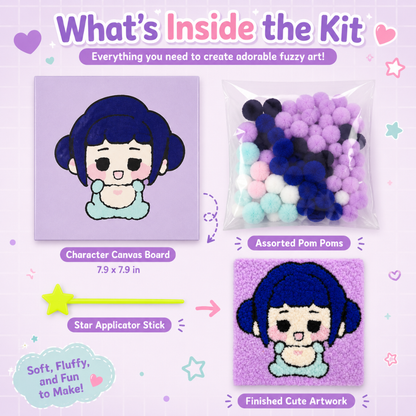 DIY Sticky Cotton K-POP Zoey Pom Pom Art Kit | Wanna Party - Image 4