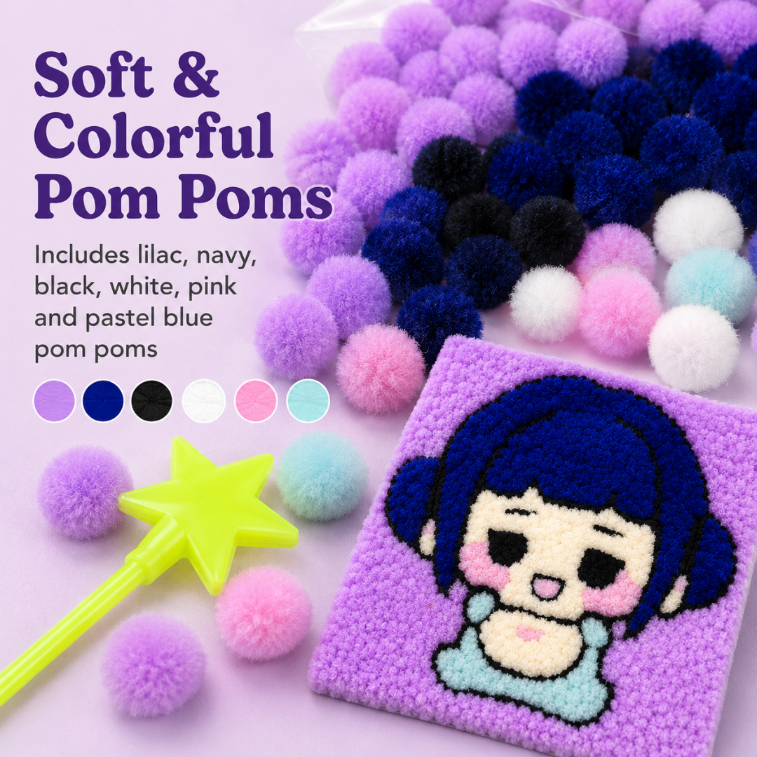 DIY Sticky Cotton K-POP Zoey Pom Pom Art Kit | Wanna Party - Image 6