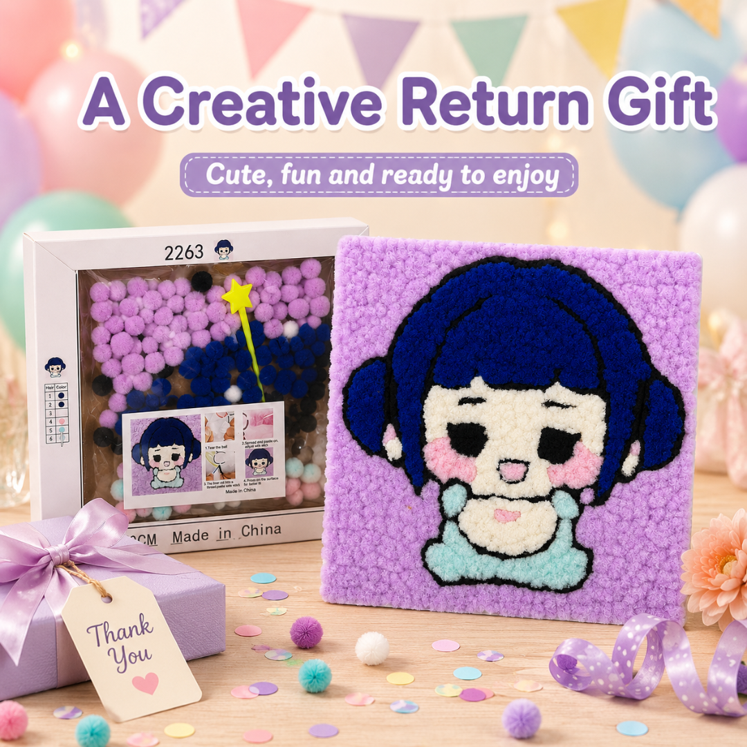 DIY Sticky Cotton K-POP Zoey Pom Pom Art Kit | Wanna Party - Image 9