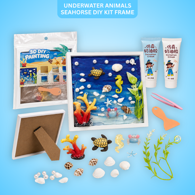 Decoden Clay DIY Frame - Seahorse & Underwater Art Kit | Wanna Party - Image 1