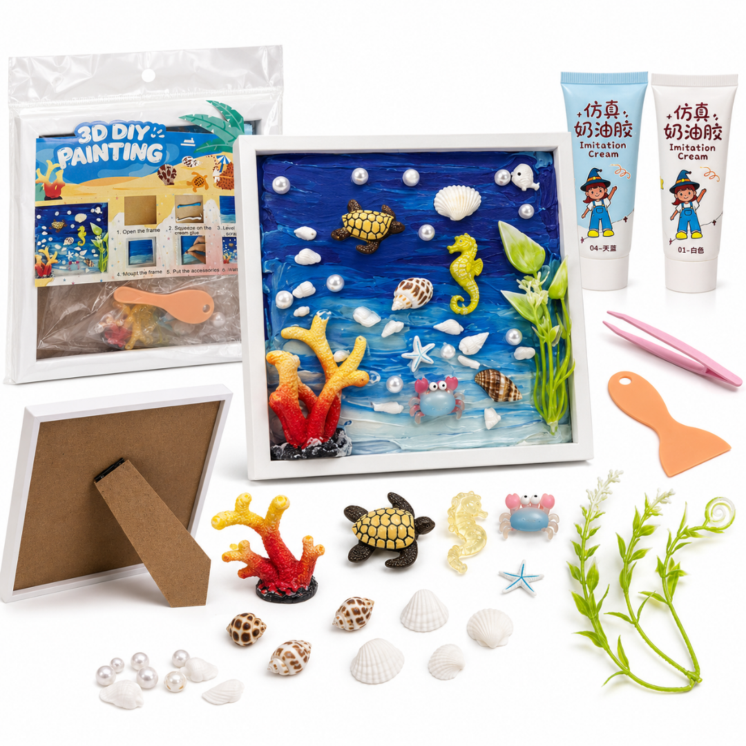Decoden Clay DIY Frame - Seahorse & Underwater Art Kit | Wanna Party - Image 2
