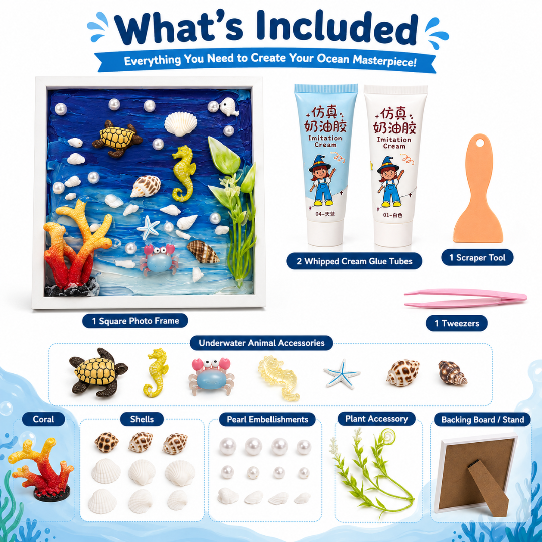 Decoden Clay DIY Frame - Seahorse & Underwater Art Kit | Wanna Party - Image 3
