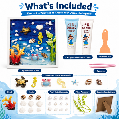 Decoden Clay DIY Frame - Seahorse & Underwater Art Kit | Wanna Party - Image 3