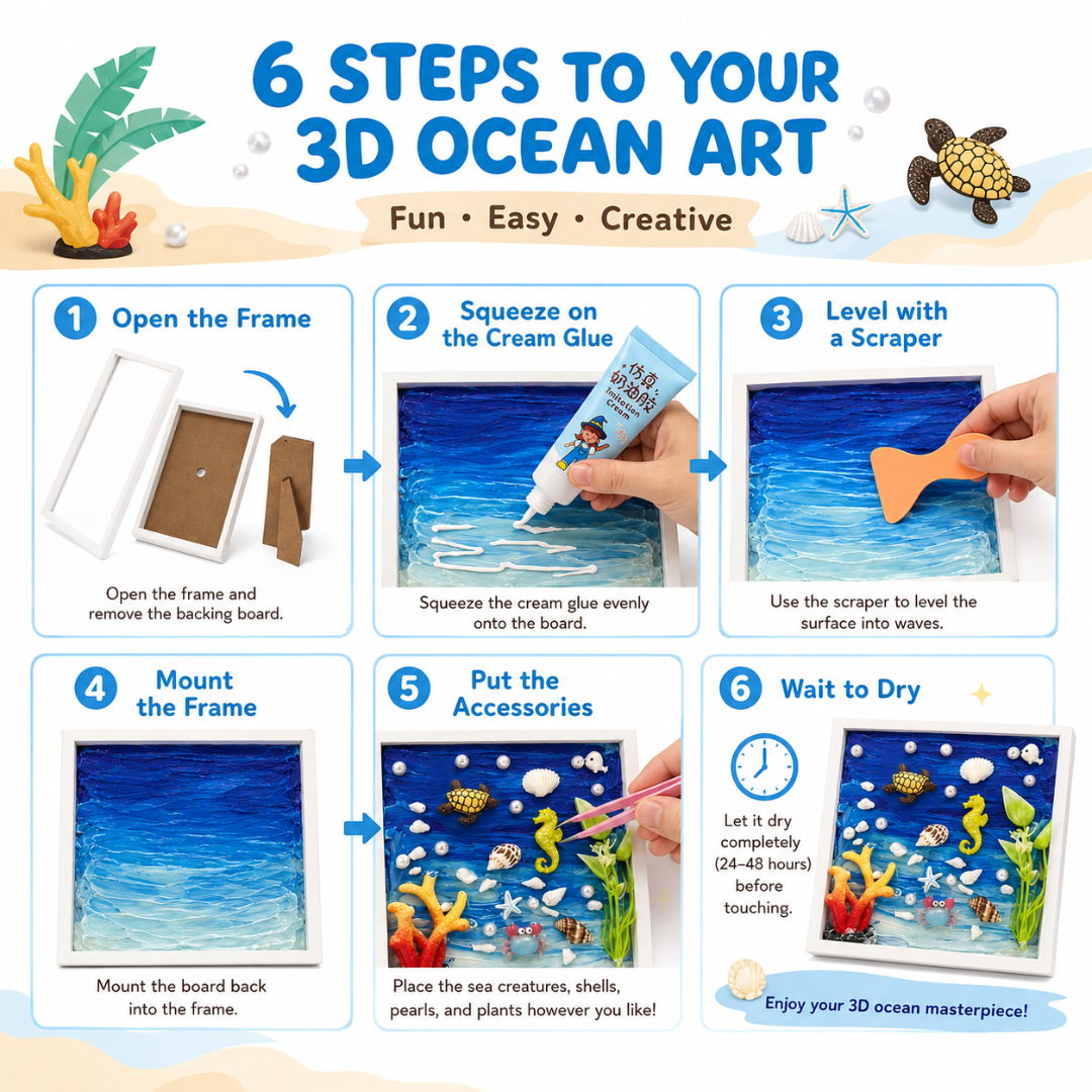 Decoden Clay DIY Frame - Seahorse & Underwater Art Kit | Wanna Party - Image 7
