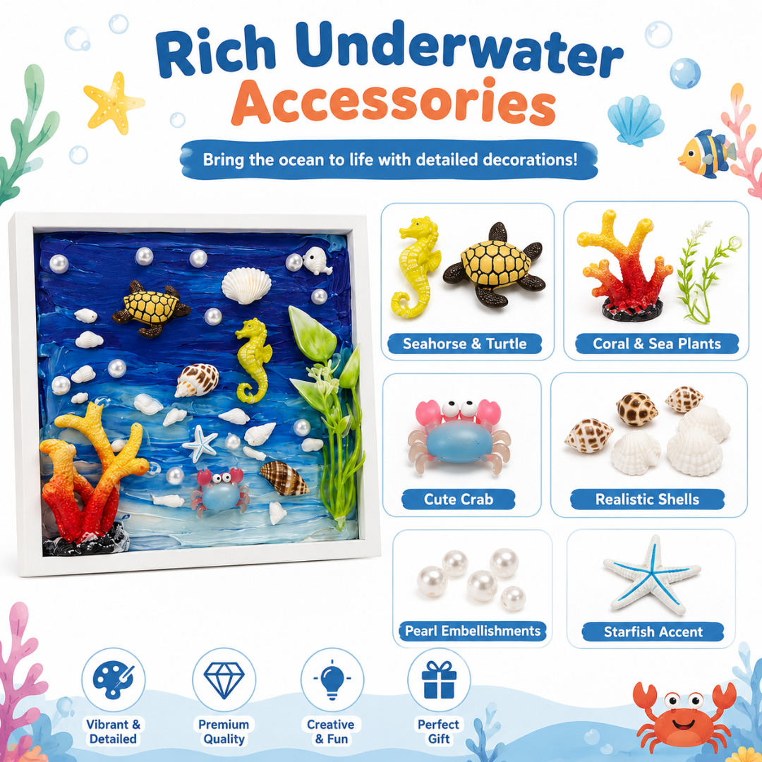 Decoden Clay DIY Frame - Seahorse & Underwater Art Kit | Wanna Party - Image 8