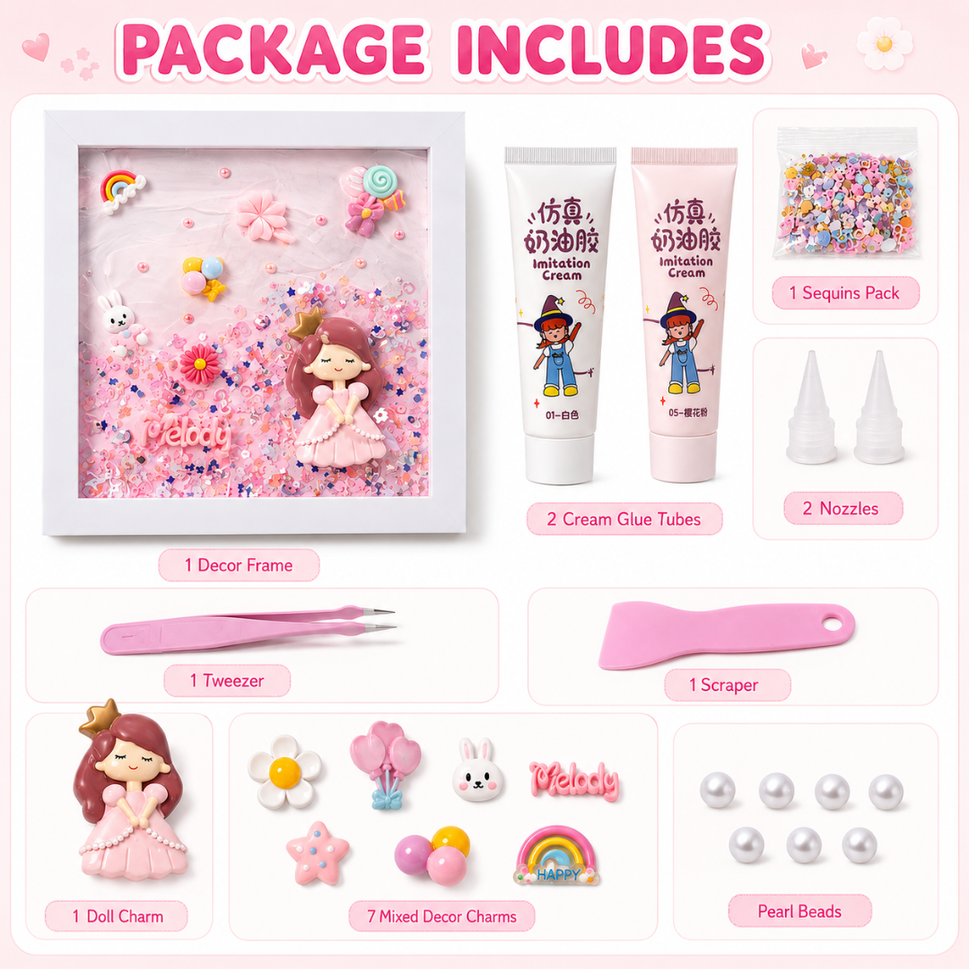 Decoden Whipped Cream Clay DIY Art Kit - Dolls & Rainbow Frame | Wanna Party - Image 4