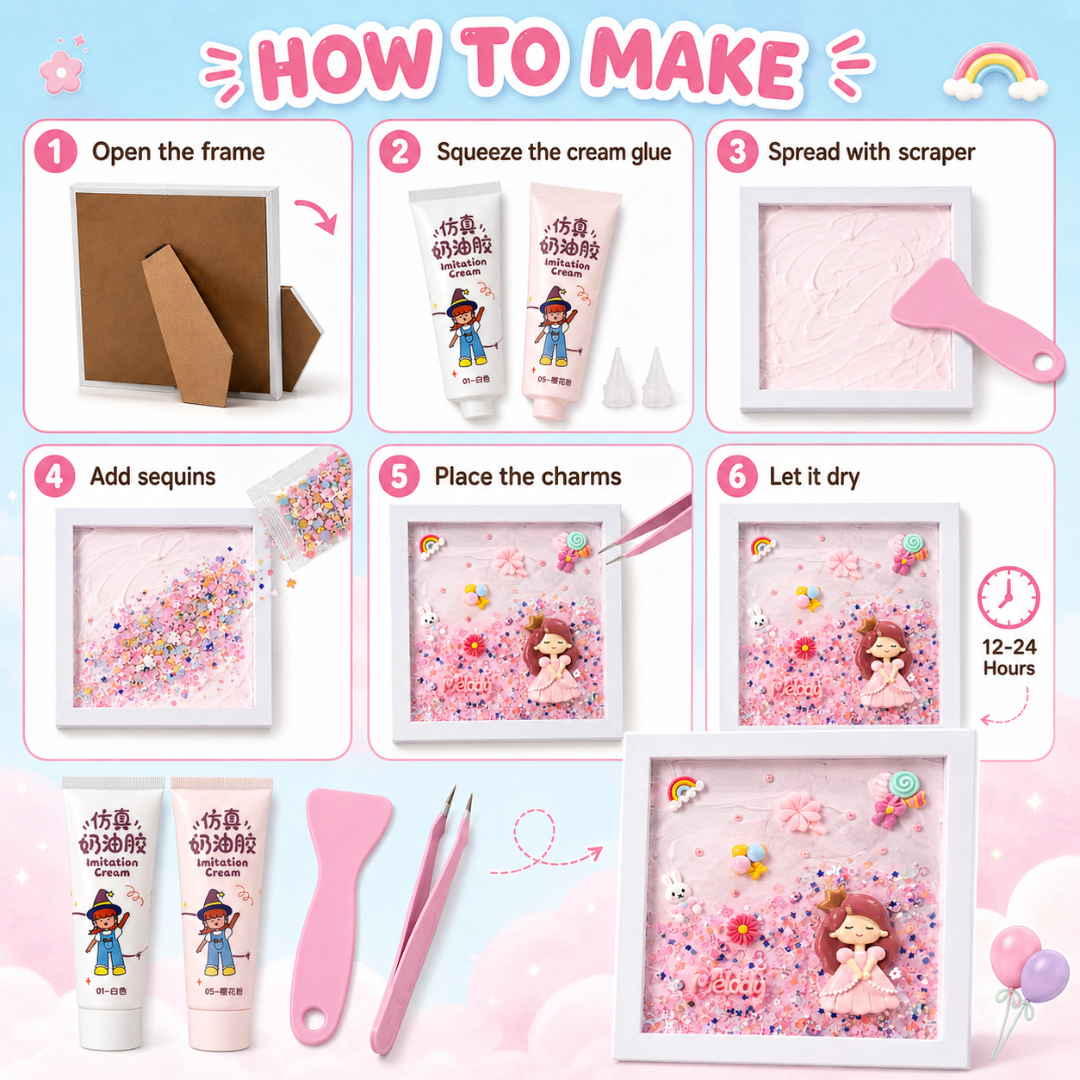 Decoden Whipped Cream Clay DIY Art Kit - Dolls & Rainbow Frame | Wanna Party - Image 5
