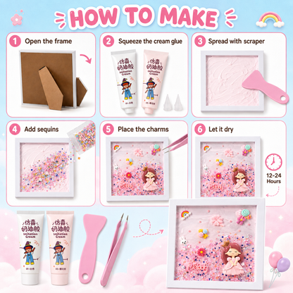 Decoden Whipped Cream Clay DIY Art Kit - Dolls & Rainbow Frame | Wanna Party - Image 5