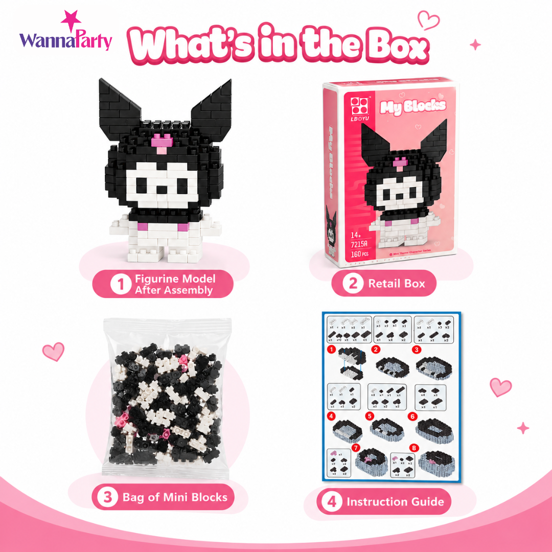 Mini Lego DIY Kuromi Building Kit - 160 Pcs Nano Blocks | Wanna Party - Image 4