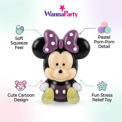 Minnie Mouse Girl Taba Squishy Toy | Soft Slow Rebound Red Bow Character Squeeze Toy for Kids, Stress Relief Toy, Party Favors, Return Gifts, Loot Bags & Pinata Fillers – 1PC