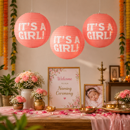 It’s a Girl Paper Lantern Hangin Decoration - 3PC