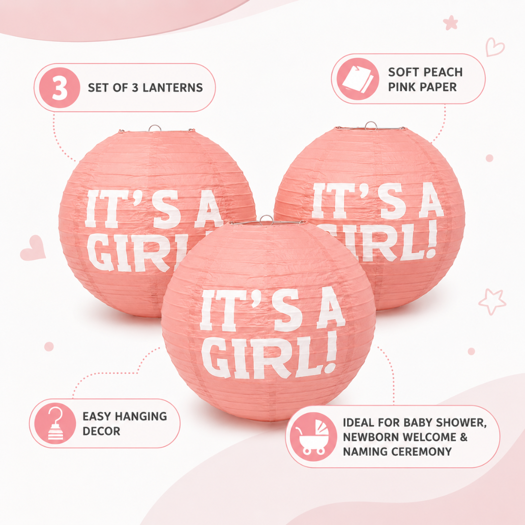 It’s a Girl Paper Lantern Hangin Decoration - 3PC