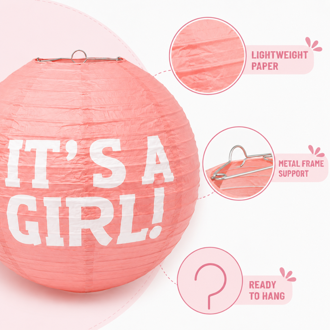 It’s a Girl Paper Lantern Hangin Decoration - 3PC