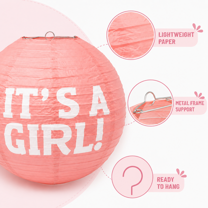 It’s a Girl Paper Lantern Hangin Decoration - 3PC