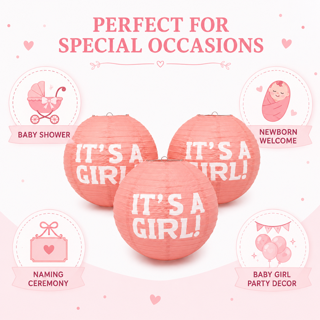 It’s a Girl Paper Lantern Hangin Decoration - 3PC