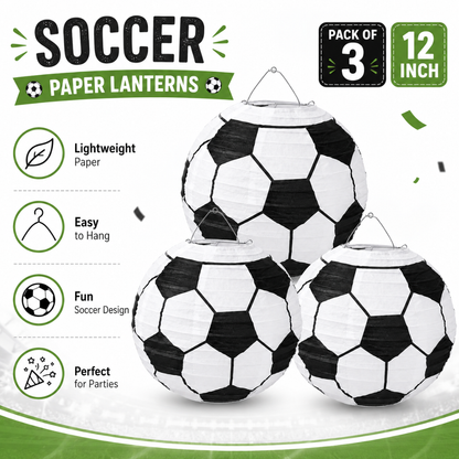 Football Soccer Lanterns Hanging - 3PC