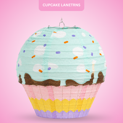 Cupcake Shaped Paper Lantern | Colourful Sprinkle Dessert Theme Hanging Decoration - 1PC