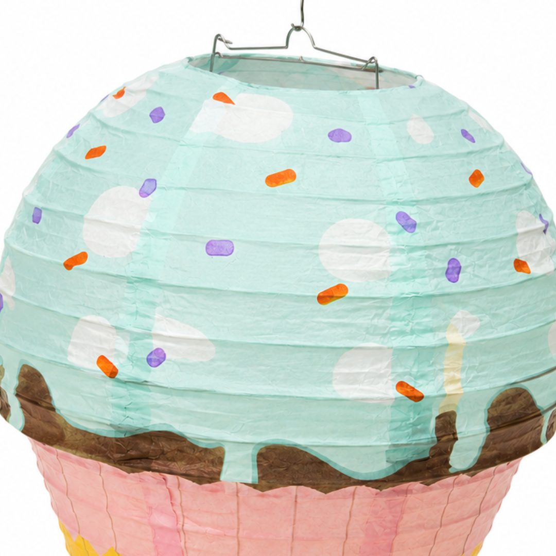 Cupcake Shaped Paper Lantern | Colourful Sprinkle Dessert Theme Hanging Decoration - 1PC
