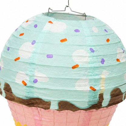 Cupcake Shaped Paper Lantern | Colourful Sprinkle Dessert Theme Hanging Decoration - 1PC