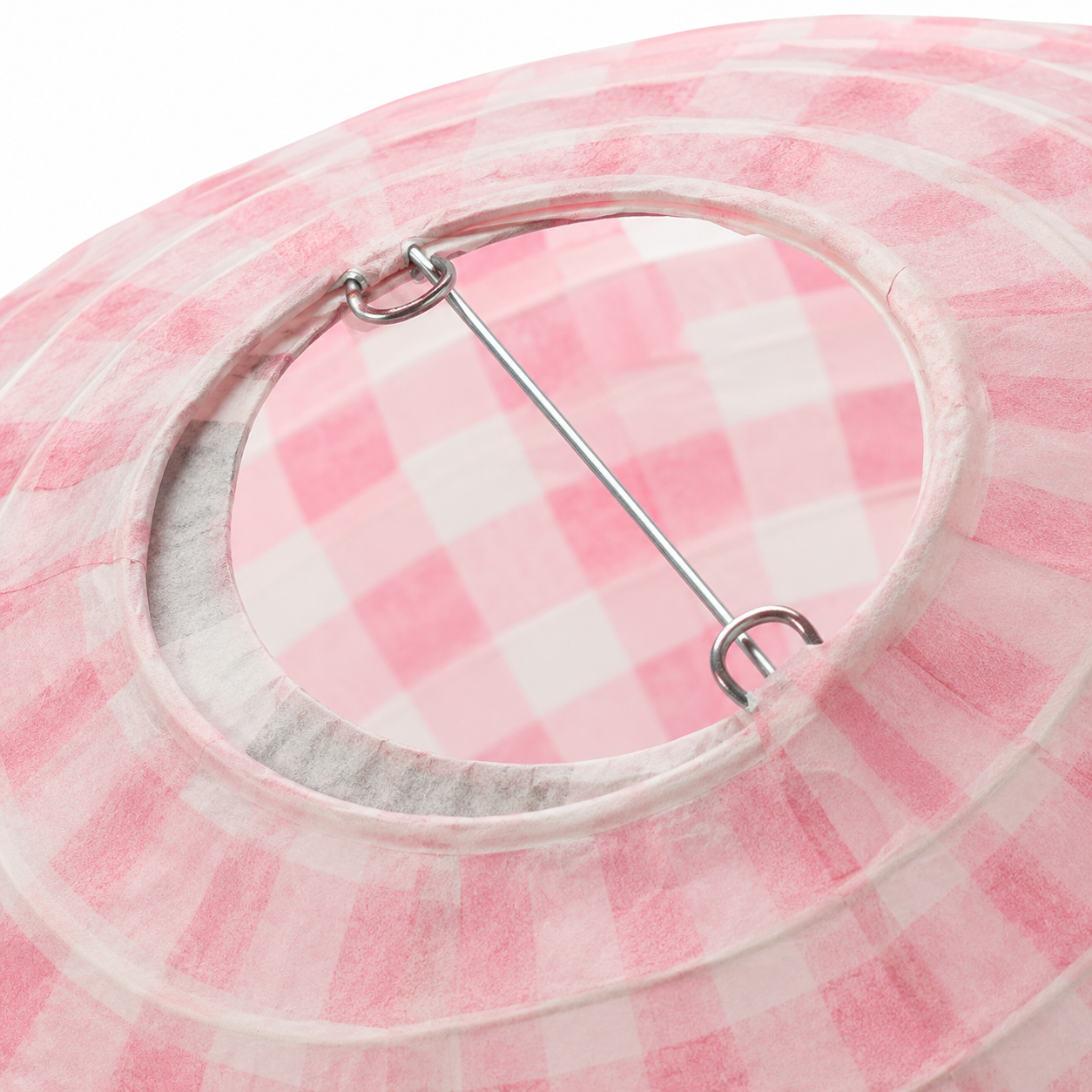 Pink Chequered Gingham Pattern Lanterns - 12 inches