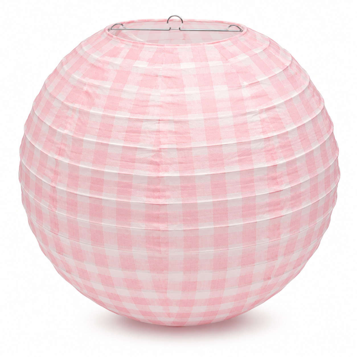 Pink Chequered Gingham Pattern Lanterns - 12 inches