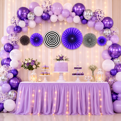 Purple Paper Fan Decorations - 6PC