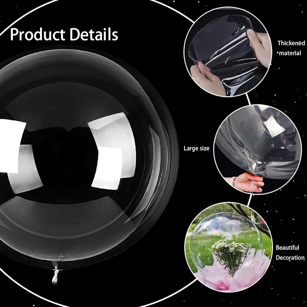 Crystal Clear Sphere Shaped BOBO Balloon 18 inches | Helium Qaulity