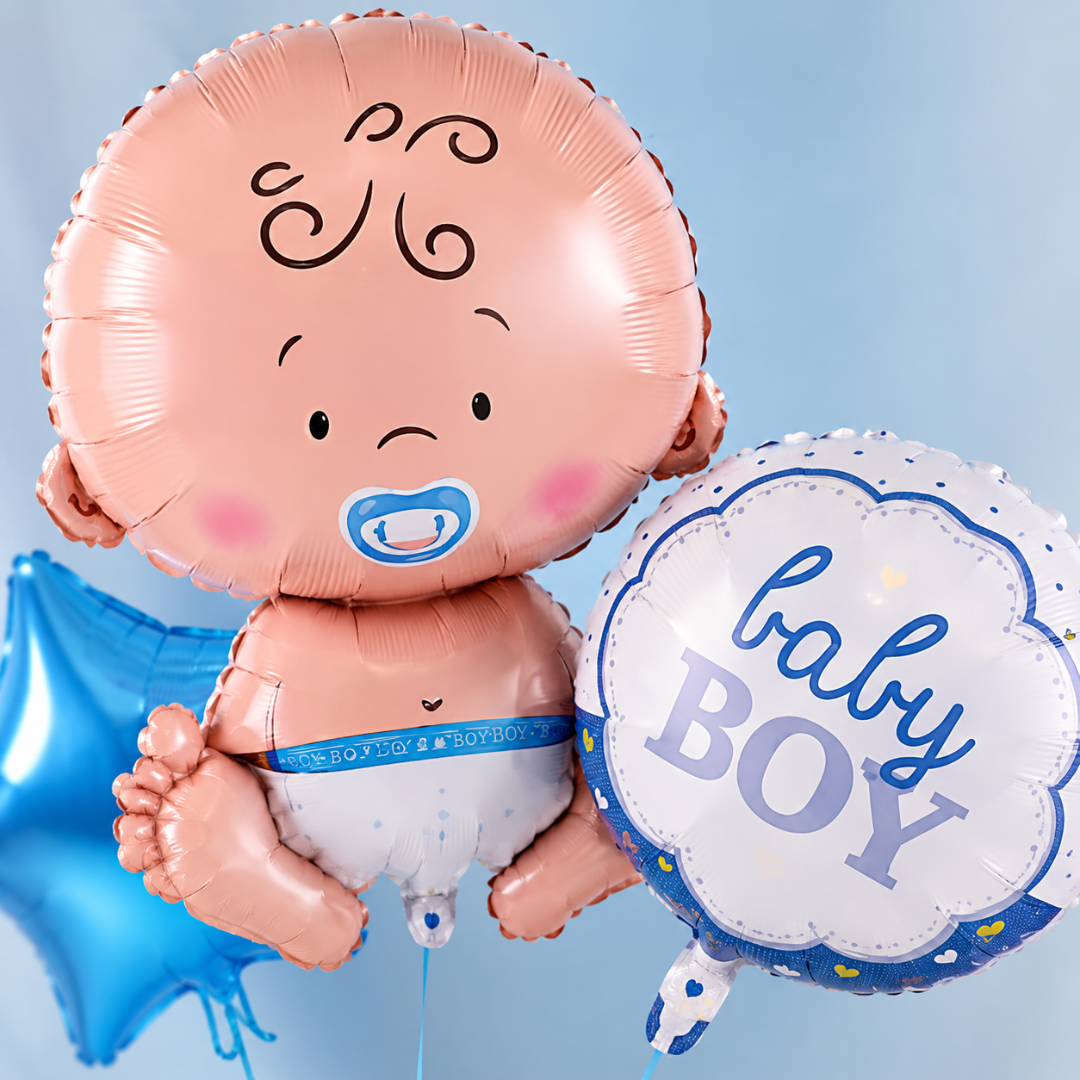 Baby Boy Shaped Foil Balloon Bouquet Set - 5PC