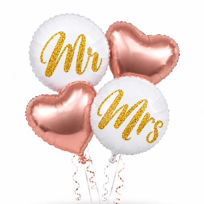 Cheers Pink Champagne Bridal Shower Balloon Bouquet Set – 6 Pcs | Bride-to-Be, Mr & Mrs Foil Balloons for Bridal Shower, Bachelorette & Wedding Party Decoration