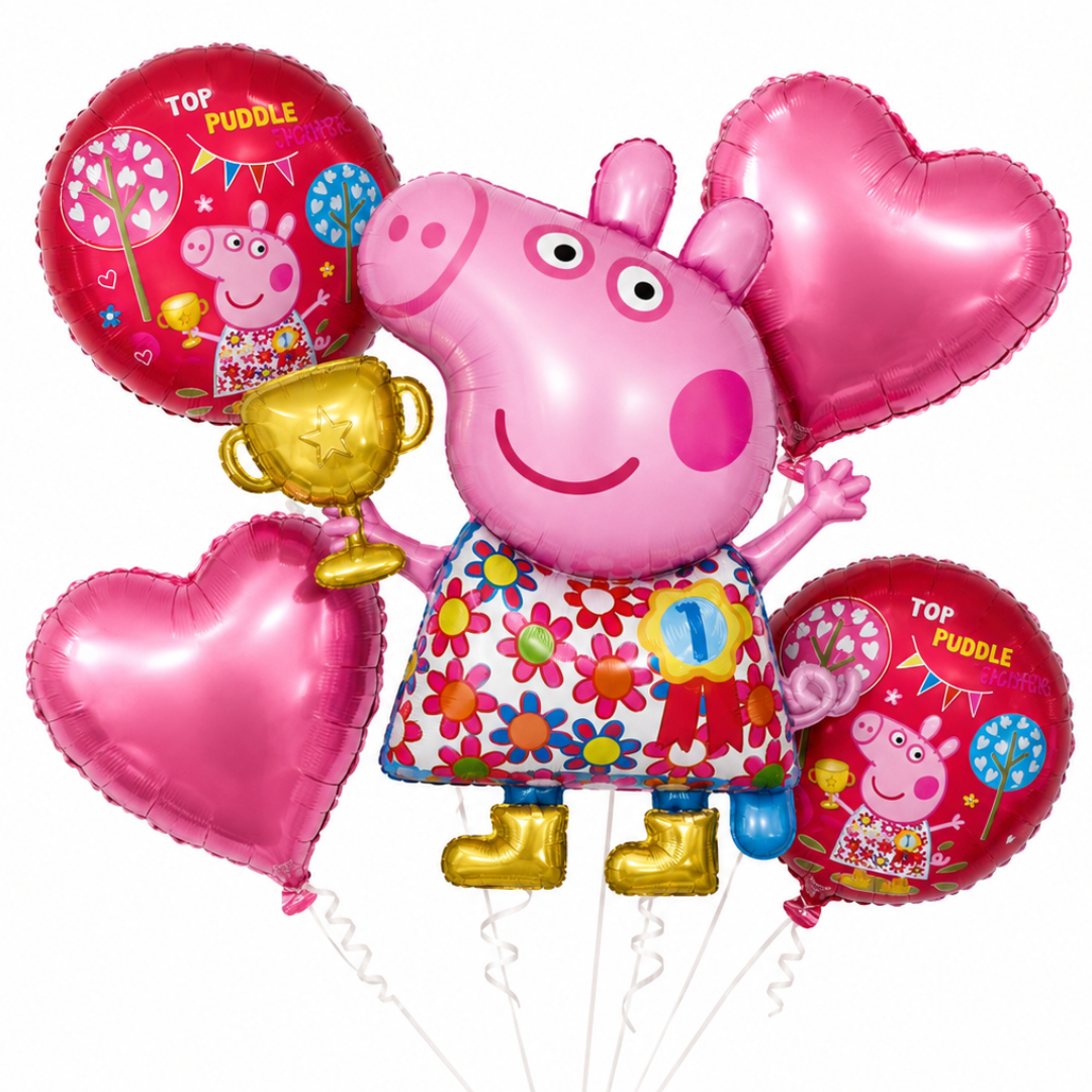 Peppa Pig Floral Print Balloon Bouquet Set - 5PC