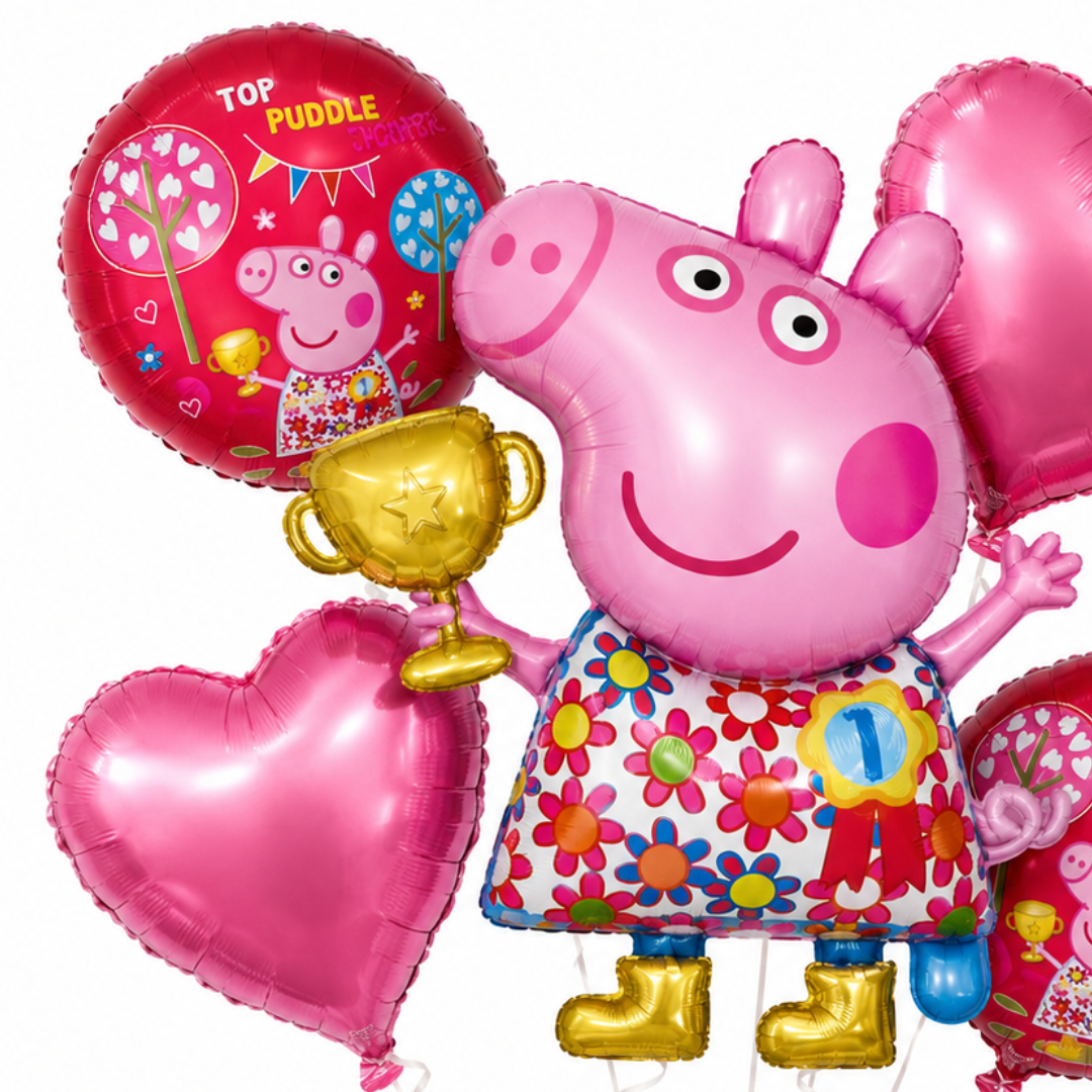 Peppa Pig Floral Print Balloon Bouquet Set - 5PC
