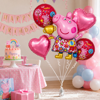 Peppa Pig Floral Print Balloon Bouquet Set - 5PC