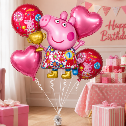 Peppa Pig Floral Print Balloon Bouquet Set - 5PC
