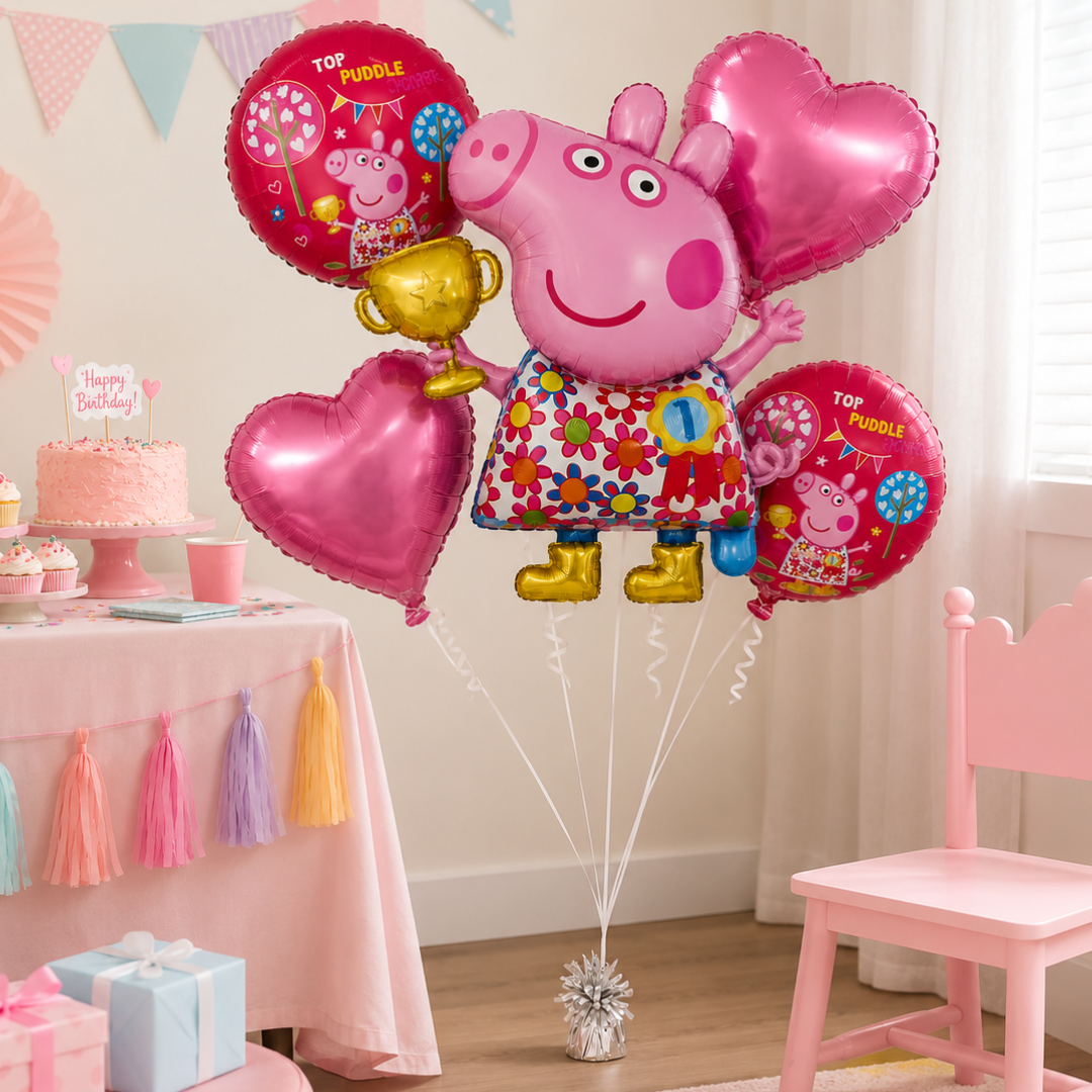 Peppa Pig Floral Print Balloon Bouquet Set - 5PC