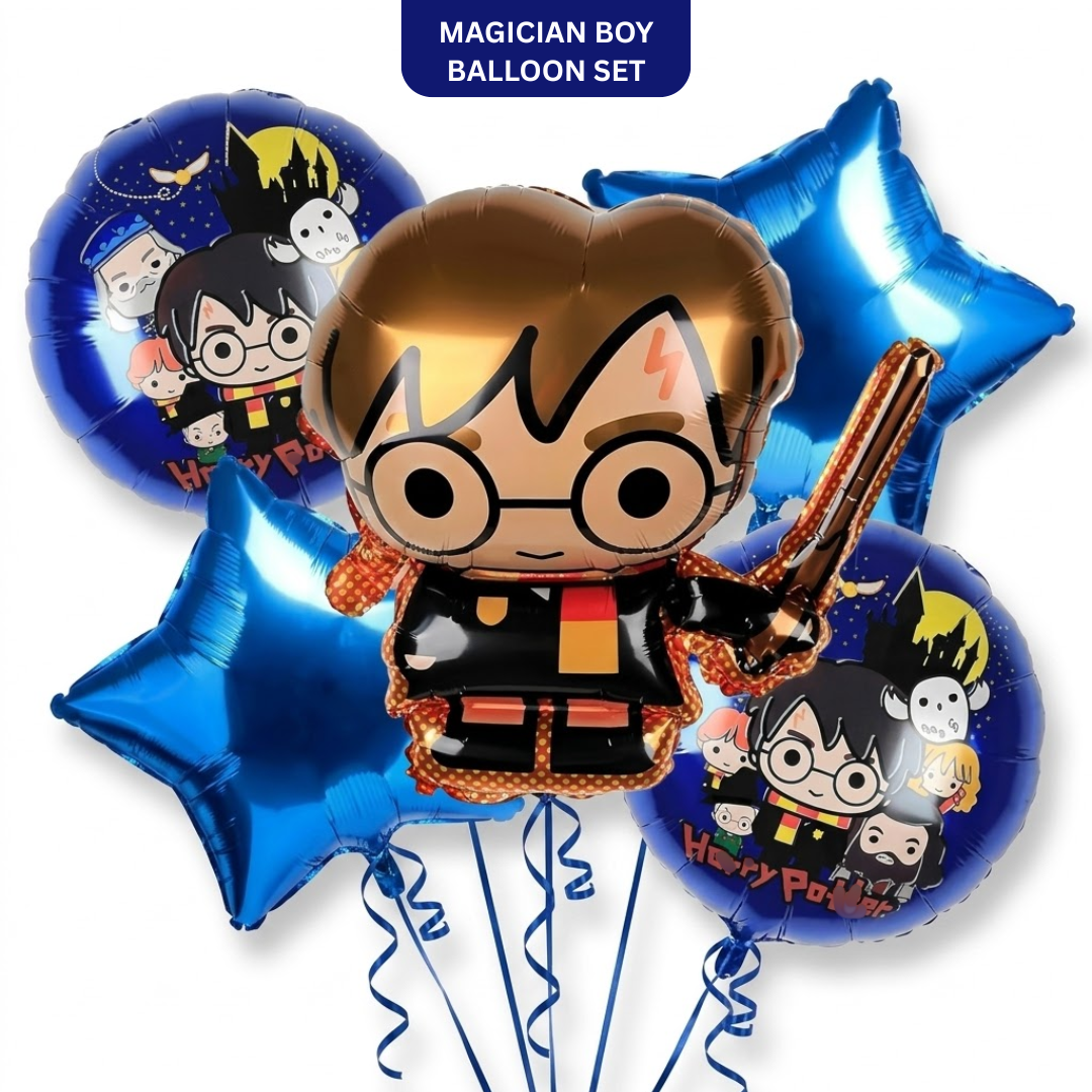Harry Potter Theme Birthday Balloon Bouquet Set - 5PC