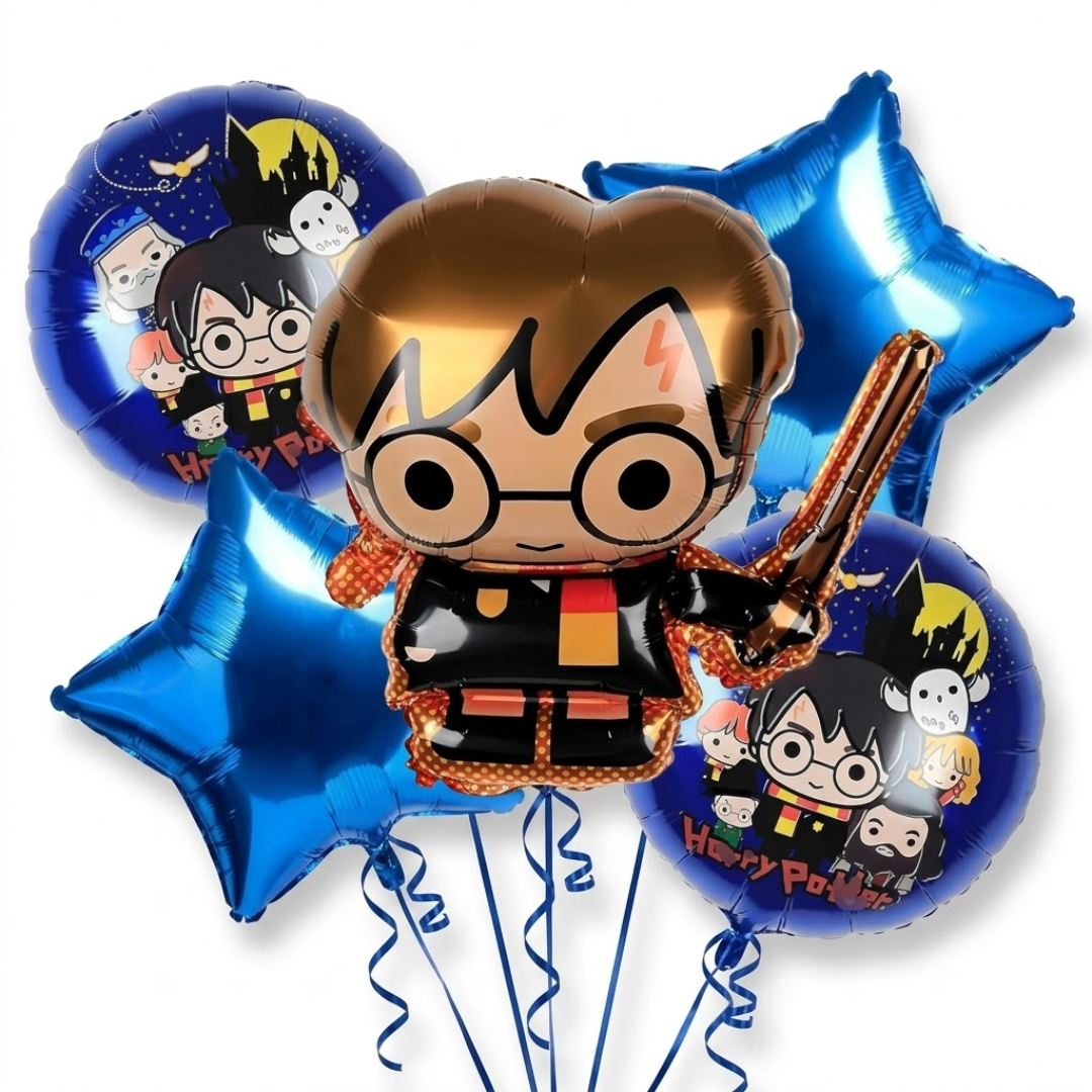 Harry Potter Theme Birthday Balloon Bouquet Set - 5PC