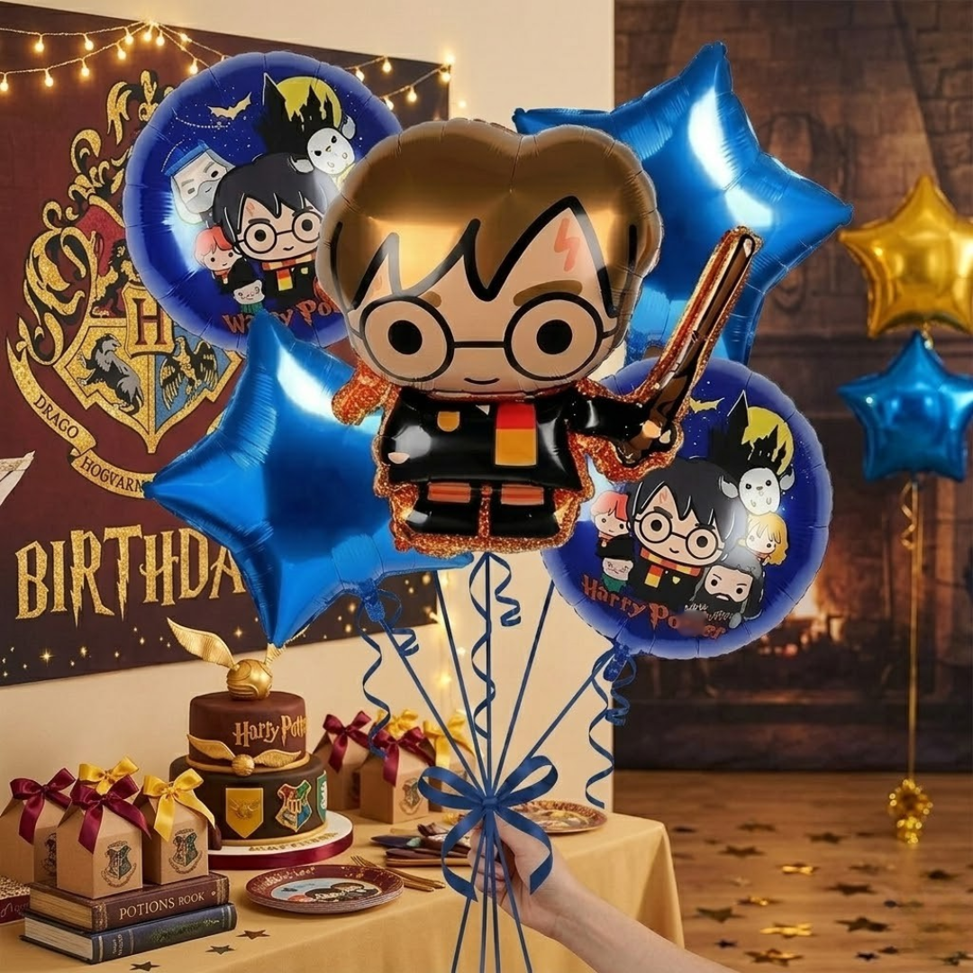 Harry Potter Theme Birthday Balloon Bouquet Set - 5PC