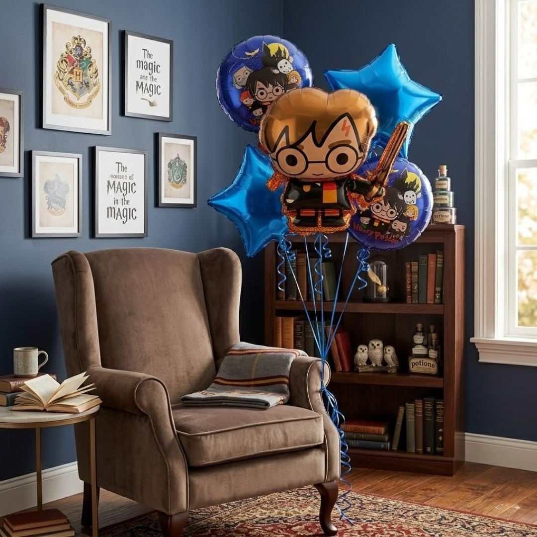 Harry Potter Theme Birthday Balloon Bouquet Set - 5PC