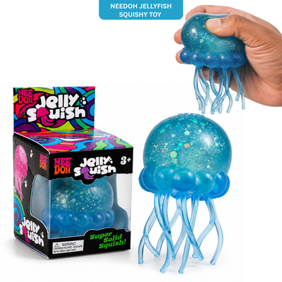 Needoh Squishy Toy - Jelly Fish with Glitter | Slow Rise Sensory Squeeze Toy