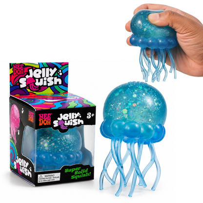 Needoh Squishy Toy - Jelly Fish with Glitter | Slow Rise Sensory Squeeze Toy