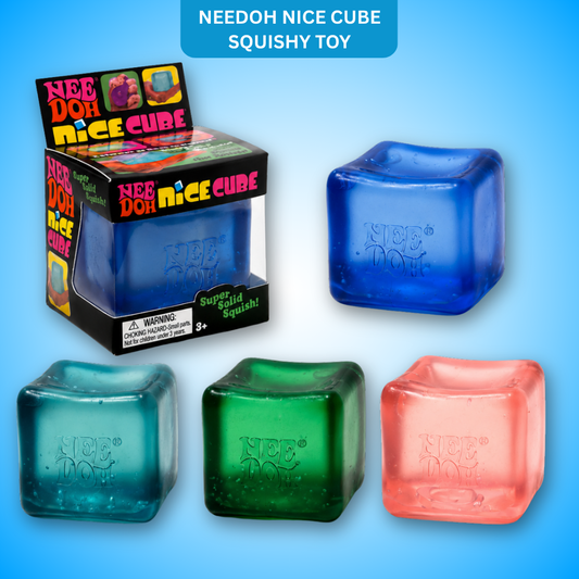 NeeDoh Squishy Toy Ice Cube Style Stress Soft Cube Fidget Toy for Kids & Adults, Hand Exercise Sensory Toy, Squeeze Toy for Relaxation, Party Return Gift & Desk Toy, Color May Vary - Pack of 1