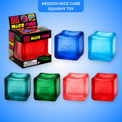 NeeDoh Squishy Toy Ice Cube Style Stress Soft Cube Fidget Toy for Kids & Adults, Hand Exercise Sensory Toy, Squeeze Toy for Relaxation, Party Return Gift & Desk Toy, Color May Vary - Pack of 1